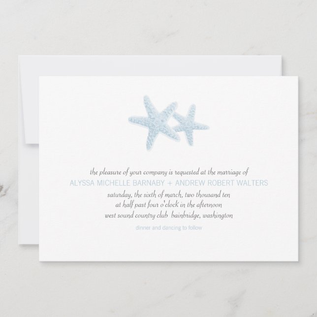 Starfish Pair Wedding Invitation (Front)