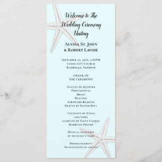 Starfish Pale Blue Tall Beach Ceremony Program Programme