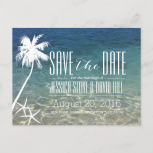 Starfish & Palm Tree Beach Wedding Save the Date Announcement Postcard