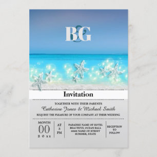 Starfish paradise blue waters tropical beach invitation
