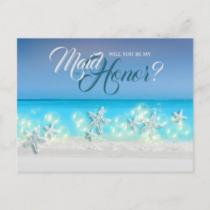 Starfish paradise blue waters tropical maid honour announcement postcard