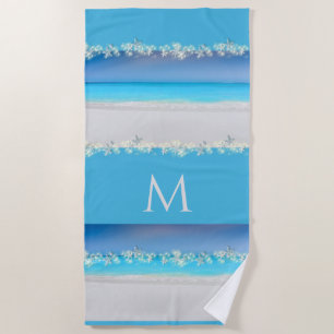 Starfish paradise blue waters tropical monogram beach towel