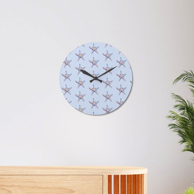 Starfish Pattern Beach House Marine Large Clock (Creator Uploaded)