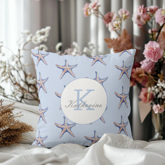Starfish Pattern Beach Marine Custom Name  Cushion