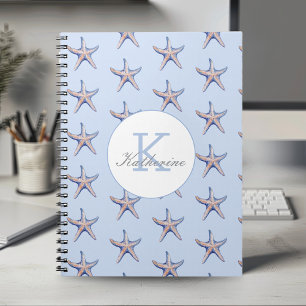 Starfish Pattern Beach Marine Custom Name Notebook