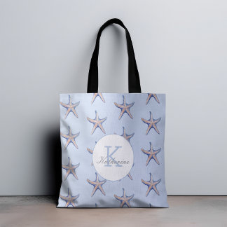 Starfish Pattern Beach Marine Custom Name  Tote Bag