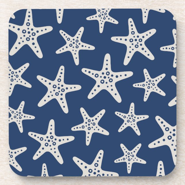 Starfish Pattern Blue Coaster (Front)