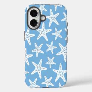 Starfish Pattern Blue iPhone 16 Case