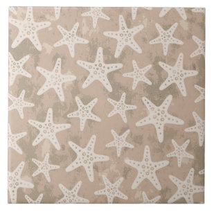 Starfish Pattern Blue Tile