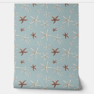 Starfish Pattern Dusty Slate Blue Wallpaper
