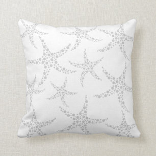 Starfish Pattern in Light Grey and White Cushion