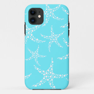 Starfish Pattern in Turquoise and White. iPhone 11 Case