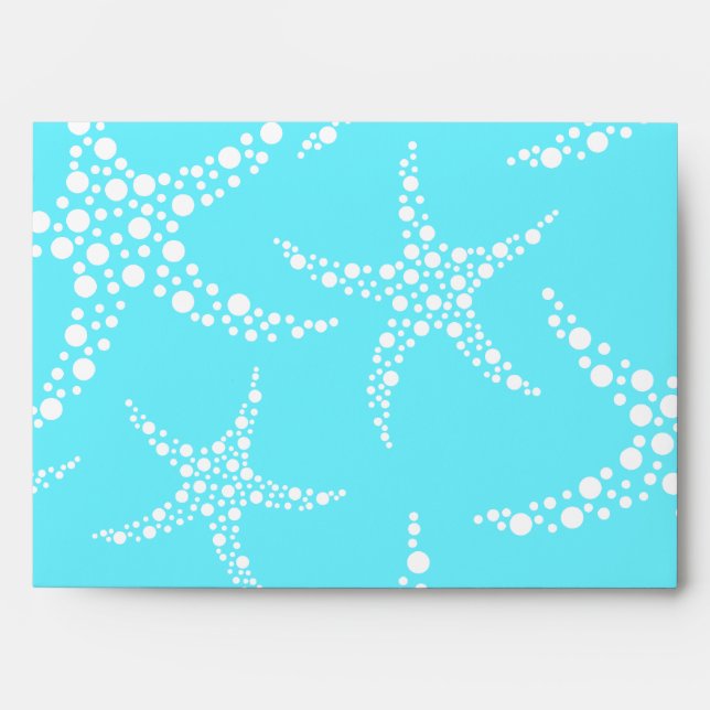 Starfish Pattern in Turquoise and White. Envelopes (Front)
