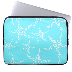 Starfish Pattern in Turquoise and White. Laptop Sleeve