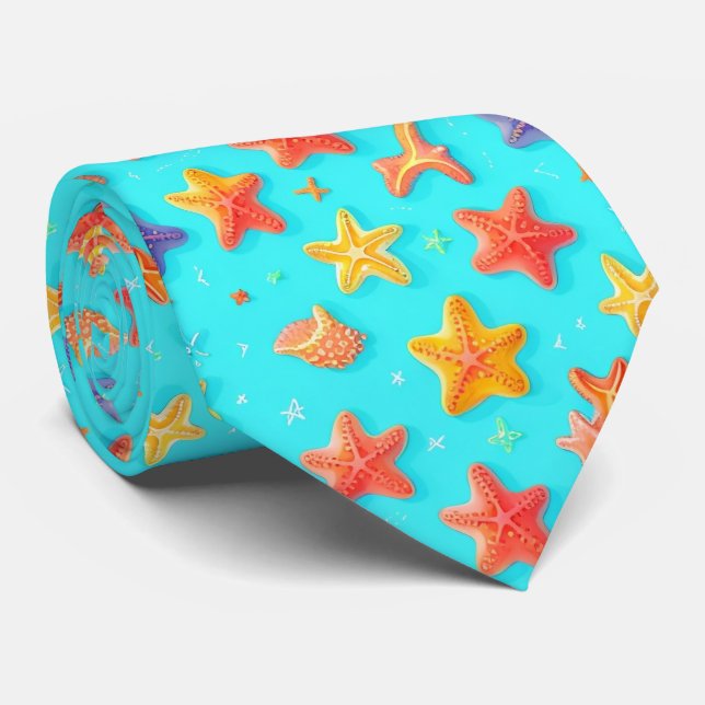 Starfish Pattern Neck Tie (Rolled)