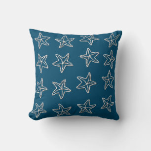 Starfish Pattern On Ocean Blue Colour Cushion