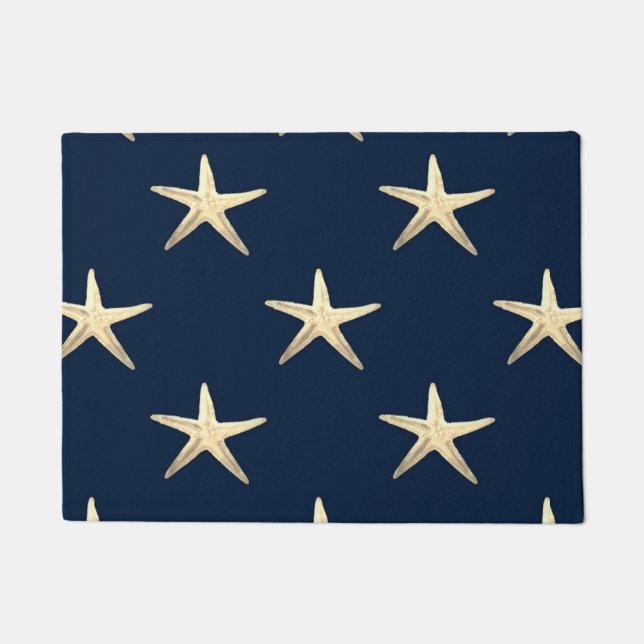Starfish pattern on Solid Background  Doormat (Front)