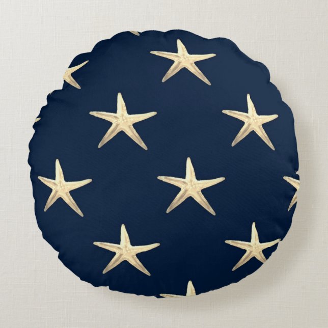 Starfish pattern on Solid Background  Round Cushion (Front)