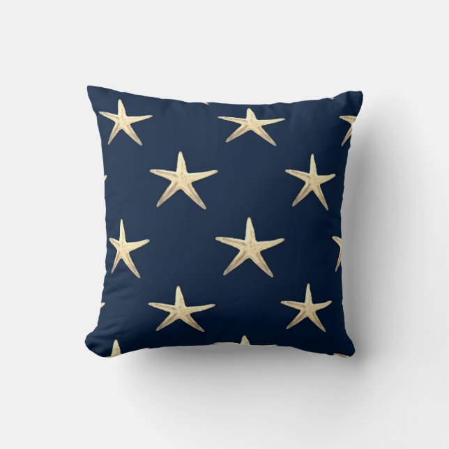 Starfish pattern on Solid Background Throw Pillow (Front)