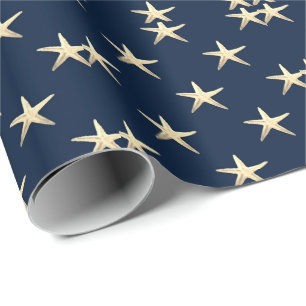 Starfish pattern on Solid Background Wrapping Paper