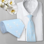 Starfish Pattern Pale Blue Beach Groom Neck Tie<br><div class="desc">Pale blue starfish tie.  White starfish make a pattern over baby blue colour.</div>