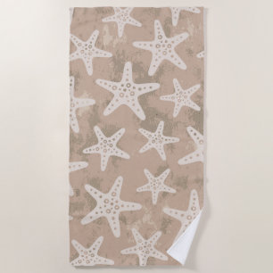 Starfish Pattern Sand Beige Beach Towel