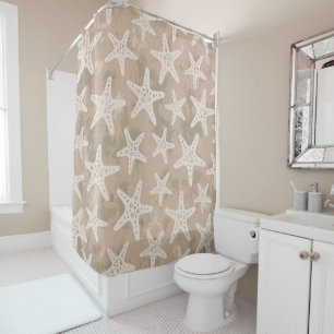 Starfish Pattern Sand Beige Shower Curtain