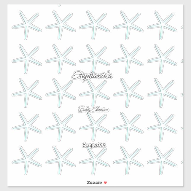 Starfish Patterns Baby Shower Boy Girl 2023 Cute (Sheet)
