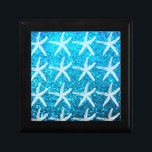 Starfish Patterns Beach Coastal Glittery Blue Cute Gift Box<br><div class="desc">Designed with starfish patterns in glittery blue background!</div>
