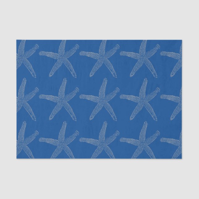 Starfish Patterns Beach Coastal Navy Blue Custom Tissue Paper (Front)
