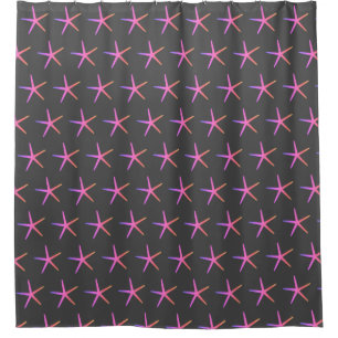 Starfish Patterns Pink Grey Grey Beach Nautical Shower Curtain