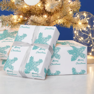 Starfish Patterns Teal Aqua Merry Christmas Trendy Wrapping Paper