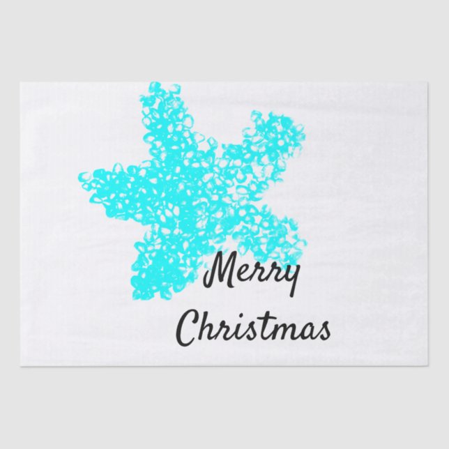 Starfish Patterns Teal Aqua White Merry Christmas Tissue Paper (Front)