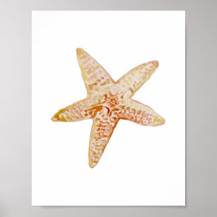 Starfish Peach Beach Decor Watercolor Painting