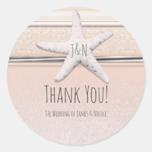 Starfish Peaches & Cream Beach Elegant Wedding Classic Round Sticker