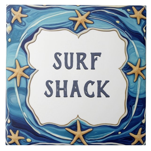Starfish Personalised Beach Business Name Sign Tile (Front)