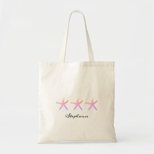 Starfish Pink Art Monograms Cute Nautical Beach To Tote Bag (Front)