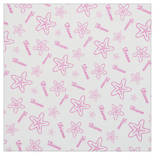 Starfish pink white customised fabric