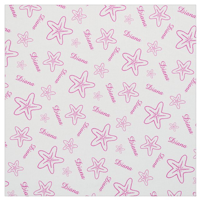 Starfish pink white customised fabric (Swatch)