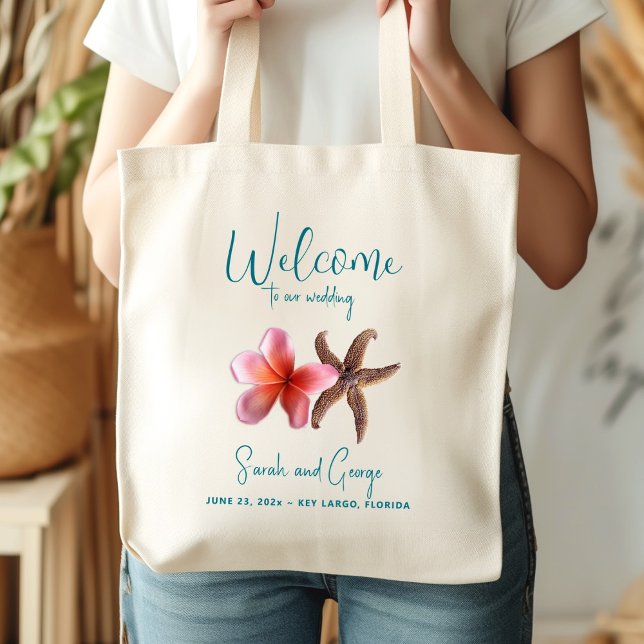 Starfish Plumeria Thank You Double-sided Tote Bag (Creator Uploaded)