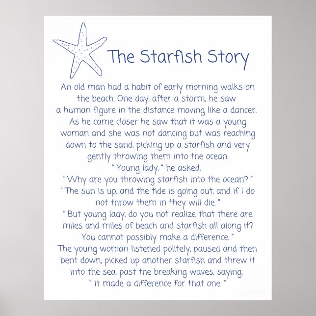 Starfish poem, the Starfish story, Foster mum gift Poster (Front)