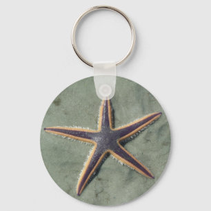 Starfish Purple sea star on beach Key Ring