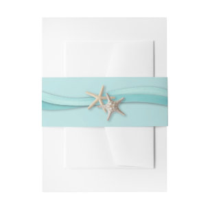 Starfish Ribbon and Turquoise Invitation Belly Band