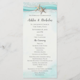 Starfish Ribbon Beach Wedding Programme