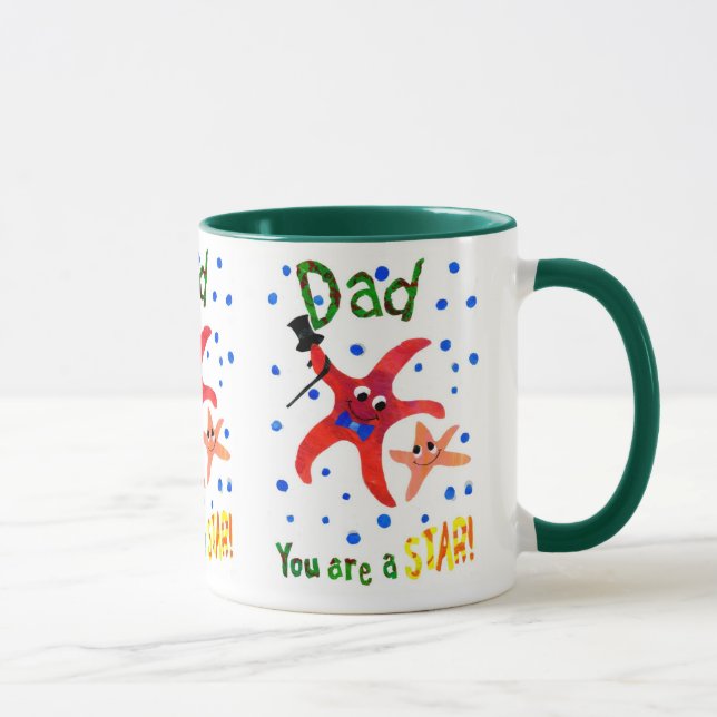Starfish Ringer Mug, Father's Day Gift Mug (Right)