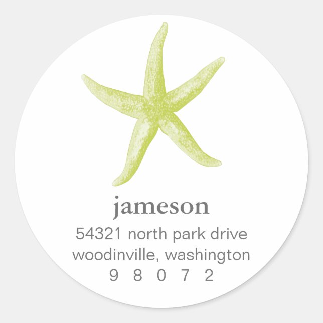 Starfish Round Address Label (Front)