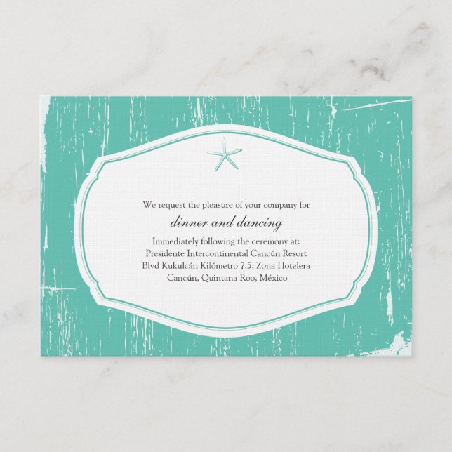 Starfish Rustic Beach Wedding Enclosure Card (Front)
