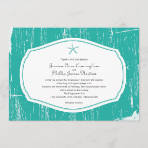 Starfish Rustic Beach Wedding Invitation