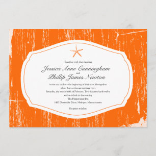 Starfish Rustic Beach Wedding Invitation
