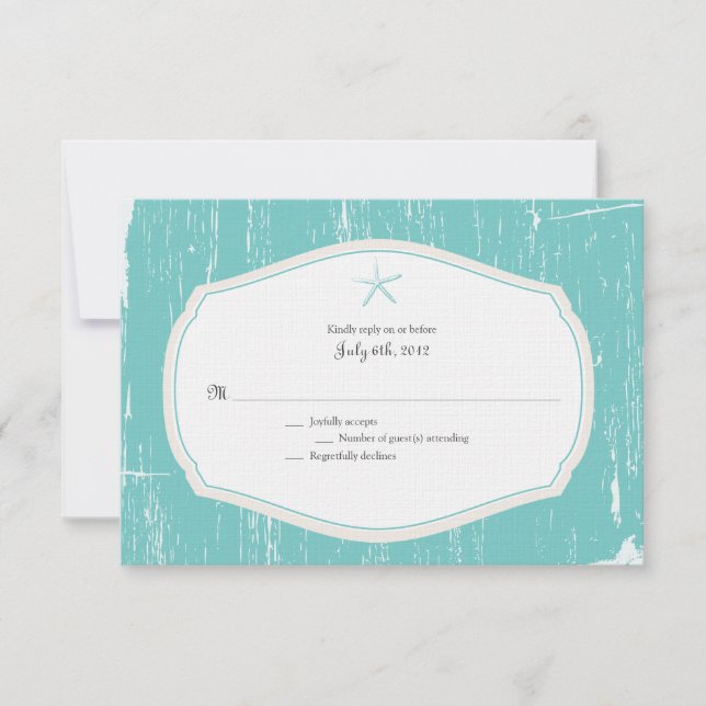 Starfish Rustic Beach Wedding RSVP (Front)